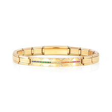 Load image into Gallery viewer, TRENDSETTER SMARTY BRACELET 021153/012 GOLD PVD &amp; RAINBOW CZ
