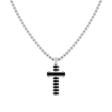 Load image into Gallery viewer, STRONG DIAMOND NECKLACE 028303/030 BLACK PVD CROSS
