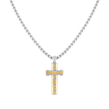 Load image into Gallery viewer, STRONG DIAMOND NECKLACE 028303/031 GOLD PVD CROSS
