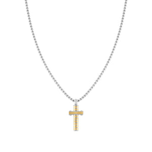 STRONG DIAMOND NECKLACE 028303/031 GOLD PVD CROSS