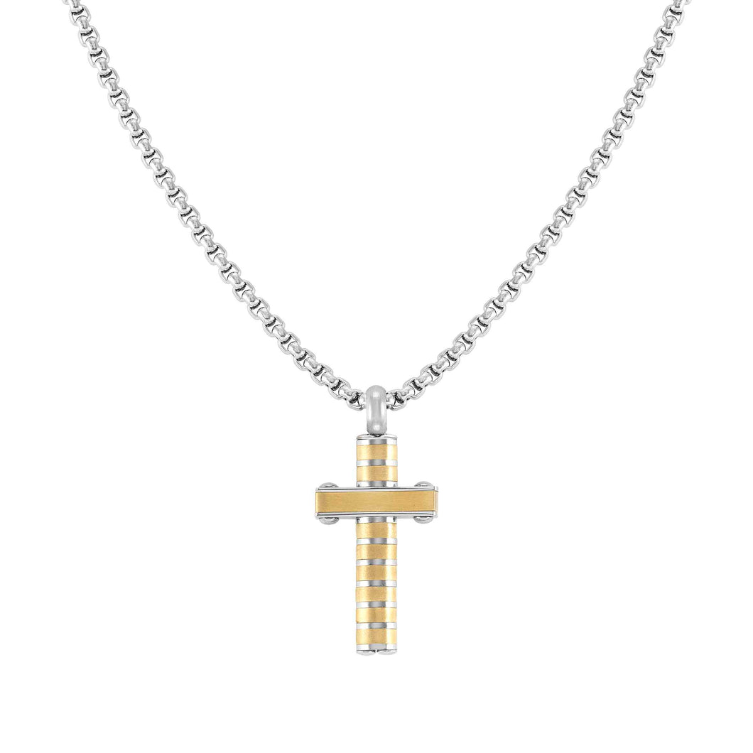 STRONG DIAMOND NECKLACE 028303/031 GOLD PVD CROSS
