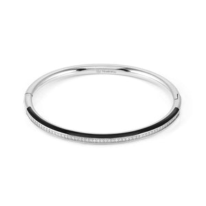 DRUSILLA BLACK BANGLE 028706/001 STAINLESS STEEL WITH CZ LGE