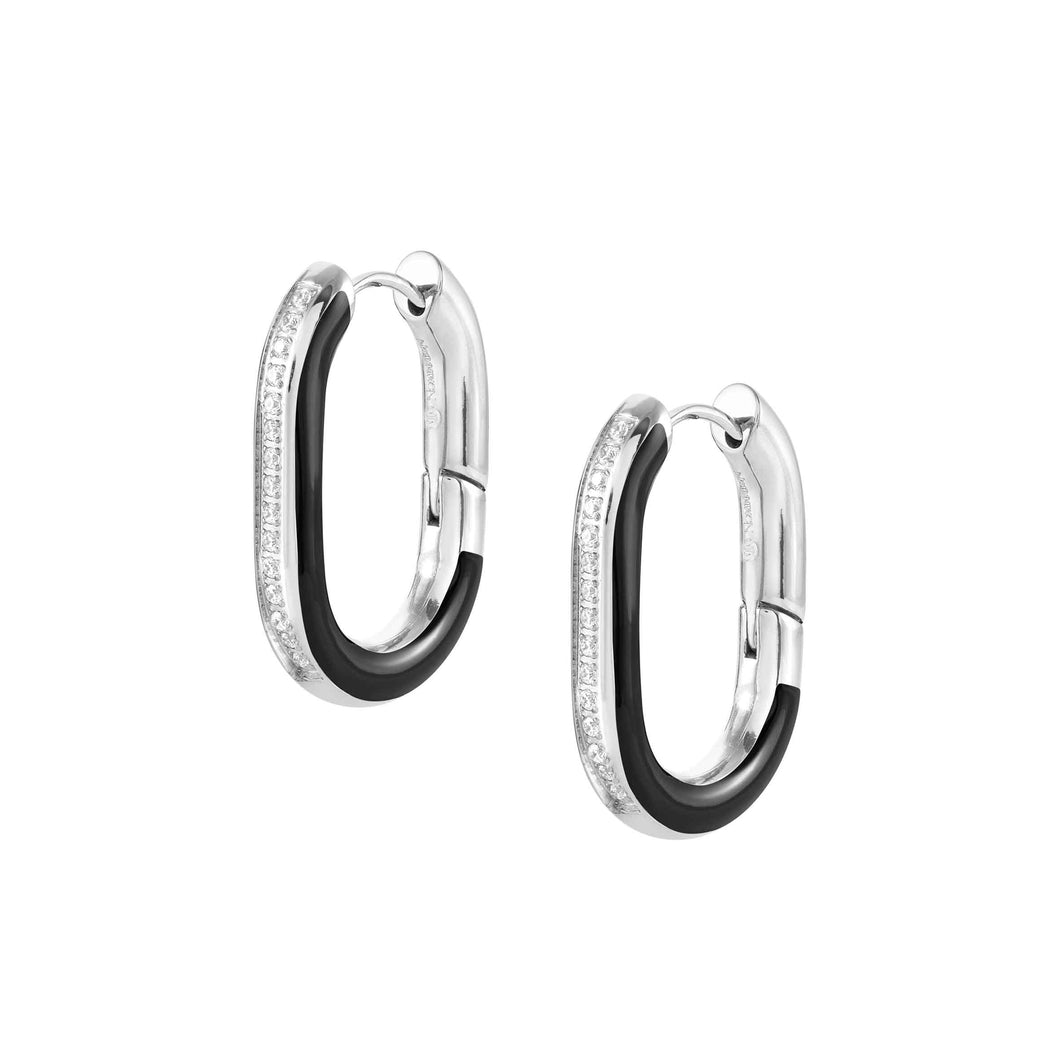 DRUSILLA BLACK EARRINGS 028708/001 STAINLESS STEEL WITH CZ