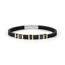 Load image into Gallery viewer, CITY BRACELET 028810/012 BLACK &amp; GOLD PVD WITH BLACK CZ
