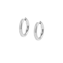 Load image into Gallery viewer, UNCONDITIONALLY EARRINGS 029103/001 STAINLESS STEEL HOOPS WITH CZ
