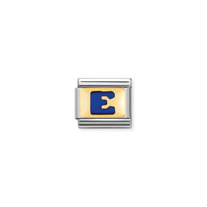 COMPOSABLE CLASSIC LINK 030201/05 BLUE LETTER E IN 18K GOLD & ENAMEL