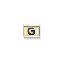 Load image into Gallery viewer, COMPOSABLE CLASSIC LINK 030201/07 BLUE LETTER G IN 18K GOLD &amp; ENAMEL
