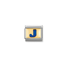 Load image into Gallery viewer, COMPOSABLE CLASSIC LINK 030201/10 BLUE LETTER J IN 18K GOLD &amp; ENAMEL
