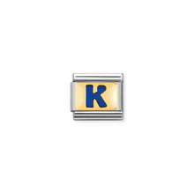 Load image into Gallery viewer, COMPOSABLE CLASSIC LINK 030201/11 BLUE LETTER K IN 18K GOLD &amp; ENAMEL
