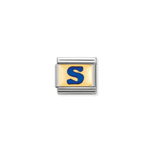 Load image into Gallery viewer, COMPOSABLE CLASSIC LINK 030201/19 BLUE LETTER S IN 18K GOLD &amp; ENAMEL
