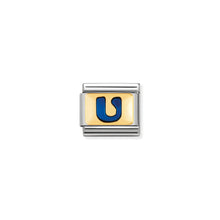Load image into Gallery viewer, COMPOSABLE CLASSIC LINK 030201/21 BLUE LETTER U IN 18K GOLD &amp; ENAMEL
