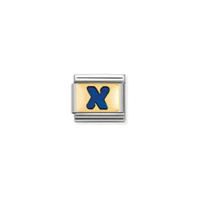 Load image into Gallery viewer, COMPOSABLE CLASSIC LINK 030201/24 BLUE LETTER X IN 18K GOLD &amp; ENAMEL
