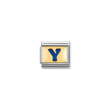 Load image into Gallery viewer, COMPOSABLE CLASSIC LINK 030201/25 BLUE LETTER Y IN 18K GOLD &amp; ENAMEL
