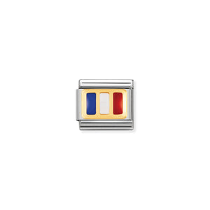 COMPOSABLE CLASSIC LINK 030234/05 FRANCE FLAG IN 18K GOLD AND ENAMEL