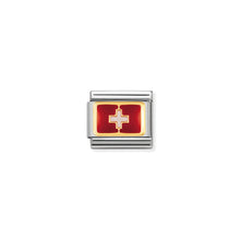 Load image into Gallery viewer, COMPOSABLE CLASSIC LINK 030234/09 SWITZERLAND FLAG IN 18K GOLD AND ENAMEL
