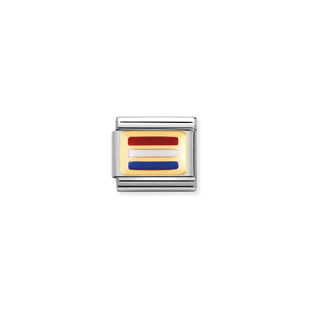 COMPOSABLE CLASSIC LINK 030234/12 HOLLAND FLAG IN 18K GOLD AND ENAMEL