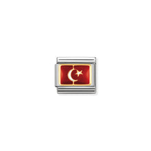 Load image into Gallery viewer, COMPOSABLE CLASSIC LINK 030234/20 TURKEY FLAG IN 18K GOLD AND ENAMEL
