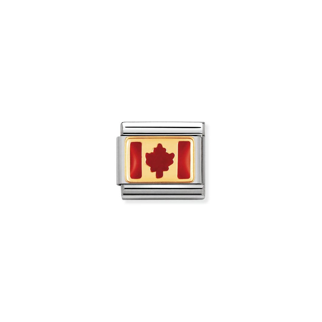 COMPOSABLE CLASSIC LINK 030235/05 CANADA FLAG IN 18K GOLD AND ENAMEL