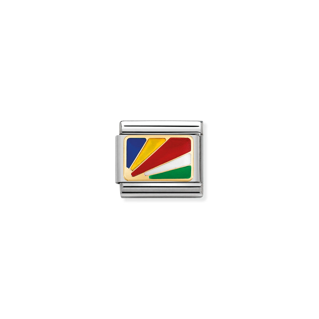 COMPOSABLE CLASSIC LINK 030237/22 SEYCHELLES FLAG IN 18K GOLD AND ENAMEL