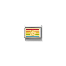 Load image into Gallery viewer, COMPOSABLE CLASSIC LINK 030263/25 RAINBOW FOUR-LEAF CLOVER FLAG IN 18K GOLD
