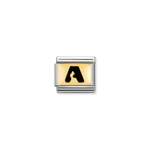 COMPOSABLE CLASSIC LINK 030264/01 BLACK LETTER A 18K GOLD AND ENAMEL