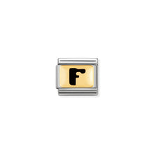 Load image into Gallery viewer, COMPOSABLE CLASSIC LINK 030264/06 BLACK LETTER F 18K GOLD AND ENAMEL
