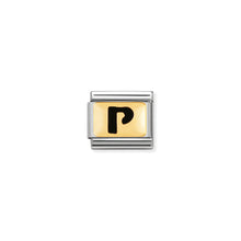 Load image into Gallery viewer, COMPOSABLE CLASSIC LINK 030264/16 BLACK LETTER P 18K GOLD AND ENAMEL
