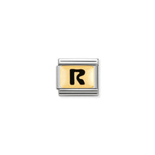 Load image into Gallery viewer, COMPOSABLE CLASSIC LINK 030264/18 BLACK LETTER R 18K GOLD AND ENAMEL
