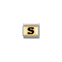 Load image into Gallery viewer, COMPOSABLE CLASSIC LINK 030264/19 BLACK LETTER S 18K GOLD AND ENAMEL

