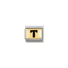 Load image into Gallery viewer, COMPOSABLE CLASSIC LINK 030264/20 BLACK LETTER T 18K GOLD AND ENAMEL
