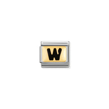 Load image into Gallery viewer, COMPOSABLE CLASSIC LINK 030264/23 BLACK LETTER W 18K GOLD AND ENAMEL
