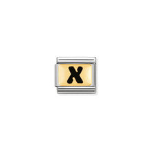 Load image into Gallery viewer, COMPOSABLE CLASSIC LINK 030264/24 BLACK LETTER X 18K GOLD AND ENAMEL
