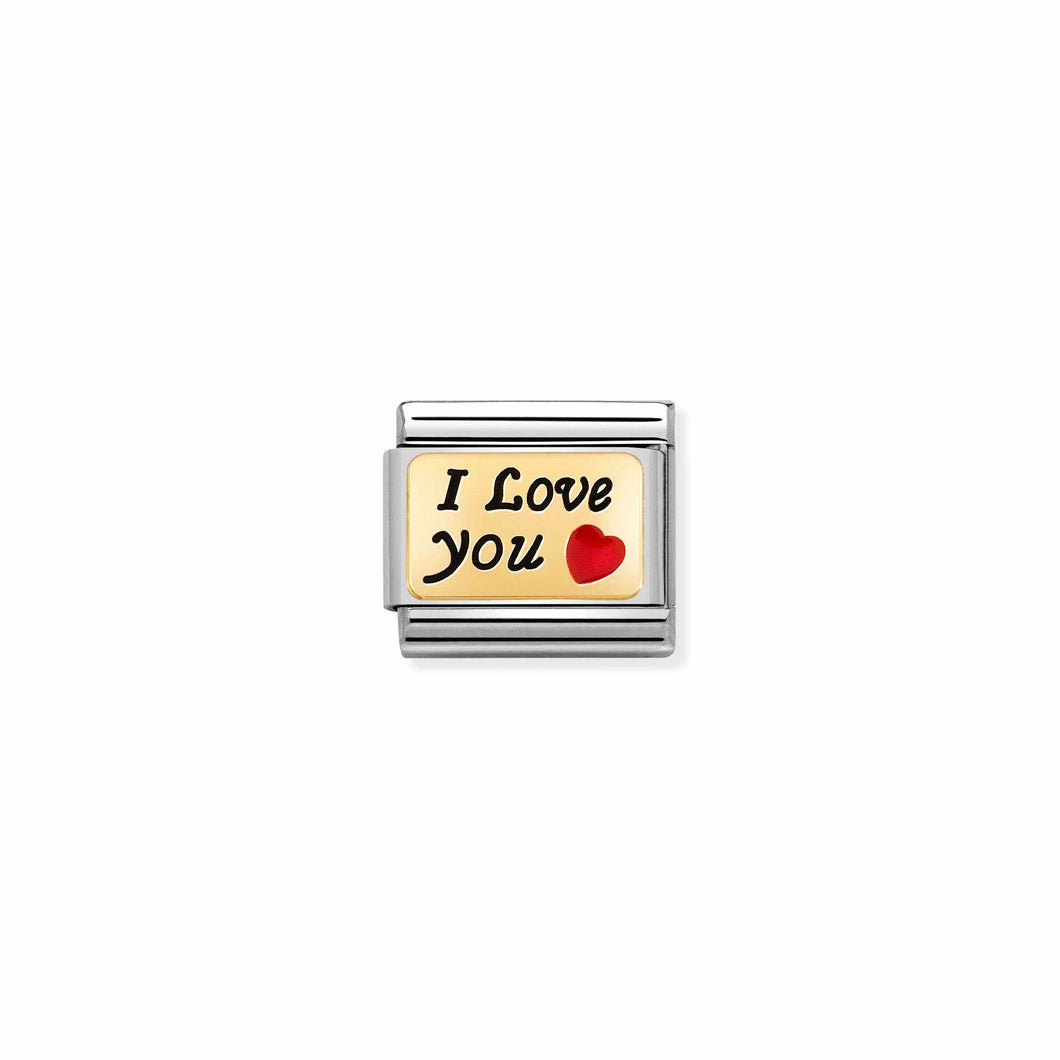 COMPOSABLE CLASSIC LINK 030284/55 I LOVE YOU IN GOLD & RED ENAMEL