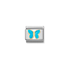 Load image into Gallery viewer, COMPOSABLE CLASSIC LINK 030285/63 TURQUOISE BUTTERFLY IN GOLD
