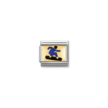 Load image into Gallery viewer, COMPOSABLE CLASSIC LINK 030287/06 BLUE SNOWBOARDER 18K GOLD AND ENAMEL
