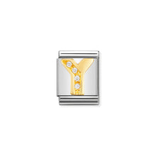 Load image into Gallery viewer, COMPOSABLE &lt;STRONG&gt;BIG LINK&lt;/STRONG&gt; 032301/25 LETTER Y IN 18K GOLD AND CZ
