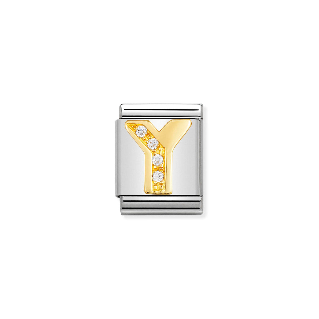 COMPOSABLE <STRONG>BIG LINK</STRONG> 032301/25 LETTER Y IN 18K GOLD AND CZ