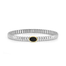 Load image into Gallery viewer, EXTENSION BRACELET 046009/127 LIFE STAINLESS STEEL WITH BLACK AGATE OVAL
