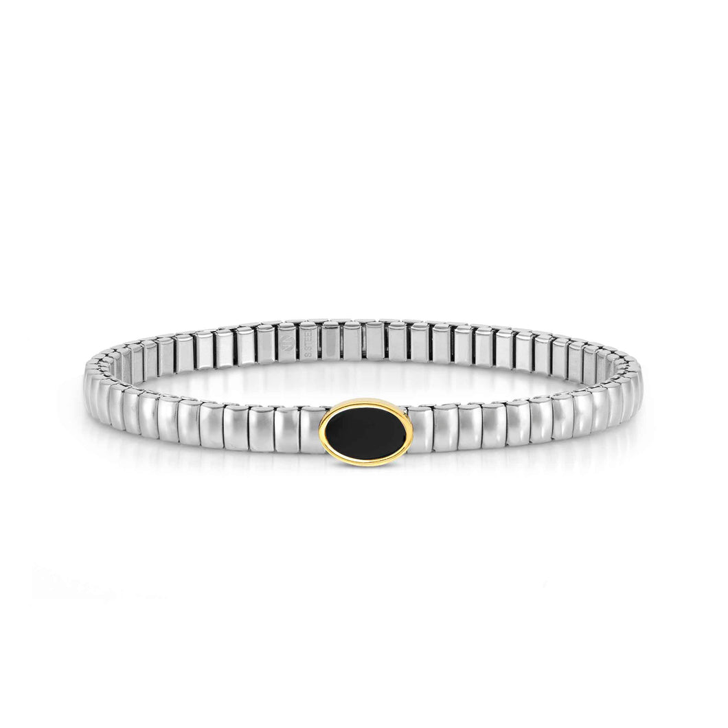 EXTENSION BRACELET 046009/127 LIFE STAINLESS STEEL WITH BLACK AGATE OVAL