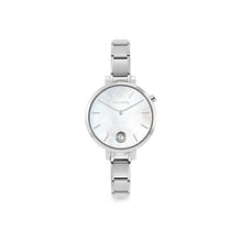 Load image into Gallery viewer, WATCH 076033/008 STAINLESS STEEL &amp; ROUND WHITE MOTHER OF PEARL DIAL WITH CZ

