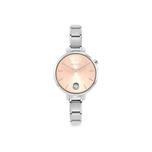 Load image into Gallery viewer, WATCH 076033/027 STAINLESS STEEL &amp; ROUND SUNRAY PINK DIAL WITH CZ
