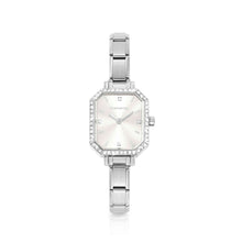 Load image into Gallery viewer, WATCH PARIS 076036/017 STAINLESS STEEL &amp; RECTANGLE SUNRAY SILVER DIAL WITH CZ
