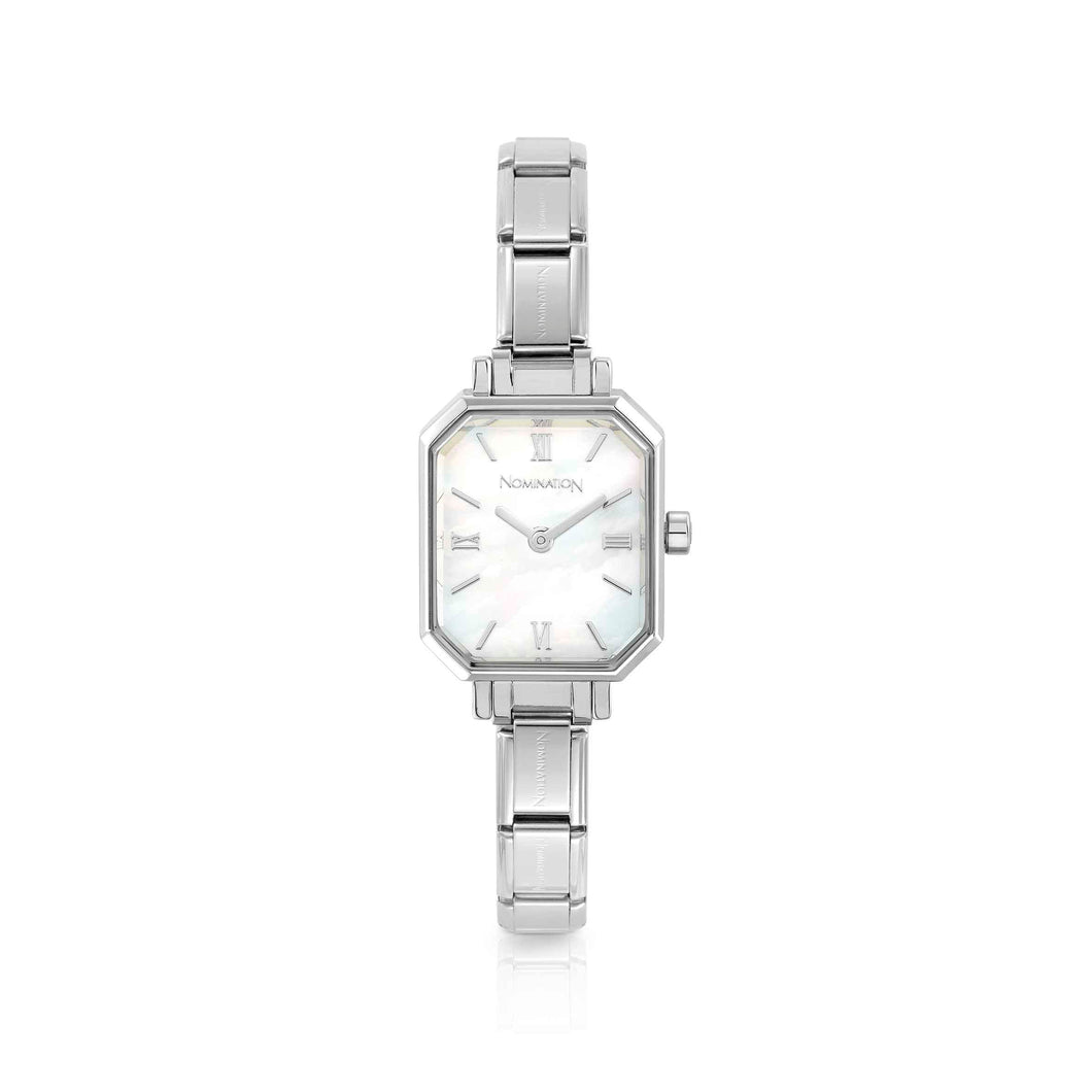 WATCH PARIS 076037/008 STAINLESS STEEL & RECTANGLE MOTHER OF PEARL DIAL