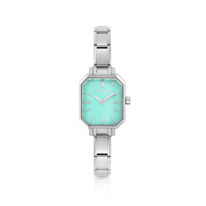 WATCH PARIS 076037/032 STAINLESS STEEL & RECTANGLE TURQUOISE DIAL