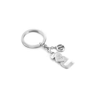 KEYRING 131703/031 I LOVE YOU STAINLESS STEEL & CRYSTALS