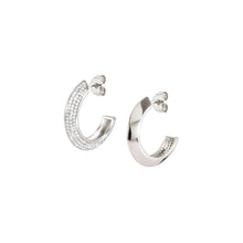 Load image into Gallery viewer, AUREA EARRING HOOPS 145706/010 SILVER &amp; WHITE CZ
