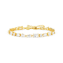 Load image into Gallery viewer, COLOUR WAVE BRACELET 149801/014 GOLD &amp; WHITE CZ
