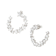 Load image into Gallery viewer, COLOUR WAVE EARRINGS 149803/008 SILVER &amp; WHITE CIRCLE CZ
