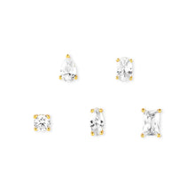 Load image into Gallery viewer, COLOUR WAVE EARRING SET 149804/014 GOLD &amp; WHITE CZ
