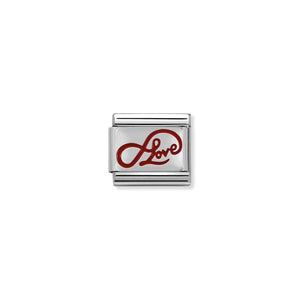 COMPOSABLE CLASSIC LINK 330206/05 INFINITY LOVE WRITING IN ENAMEL & 925 SILVER